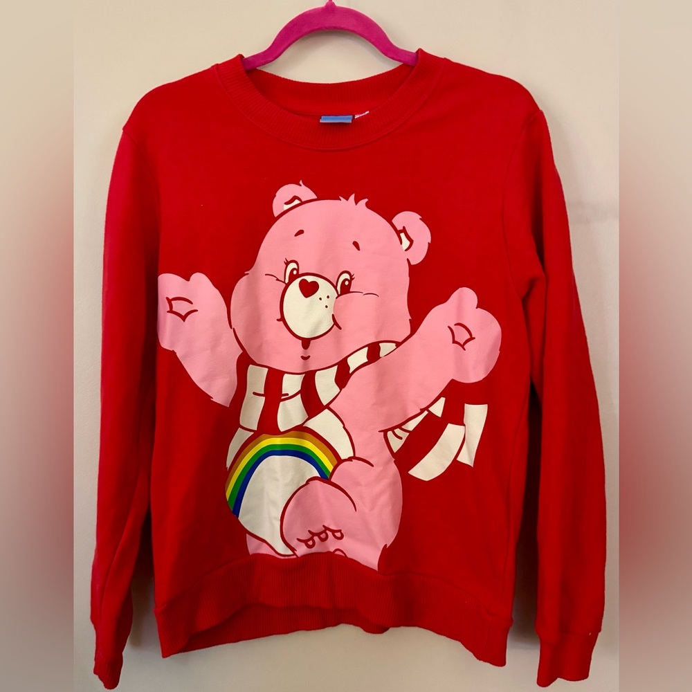 Care Bears Cheer Bear Let’s Get Cozy Red Crewneck Retro Sweatshirt Size Medium
